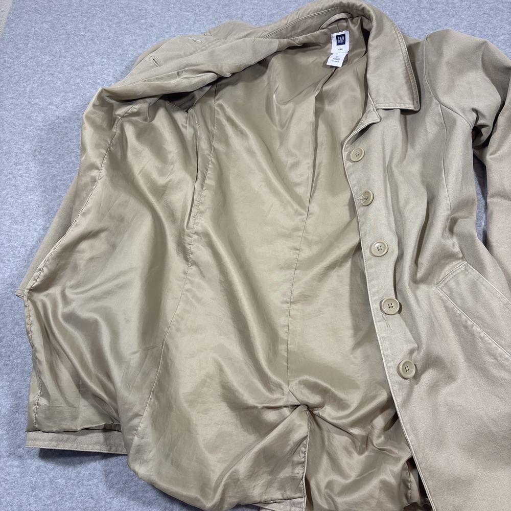 Vintage GAP Trench Coat Womens Sz M Beige Business Preppy Button - Picture 4 of 8